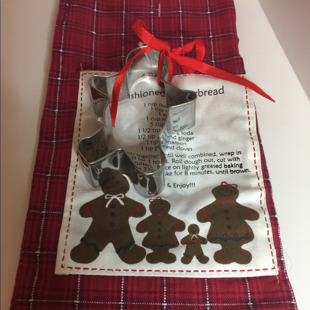 Gingerbread Recipe Dish Towel w Cookie Cutter